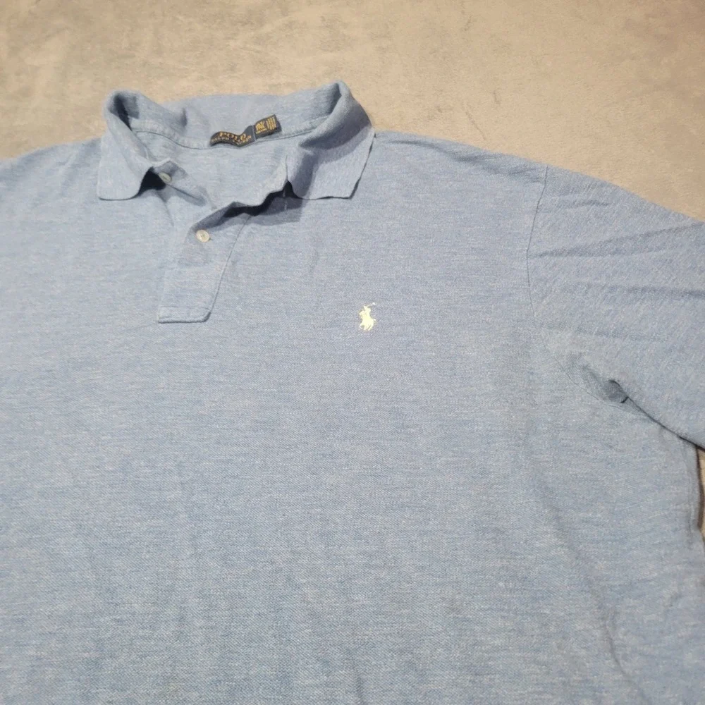 Polo Ralph Lauren Shirt Mens 2XLT Blue Mesh Short Sleeve Tall Pony Logo‎ Classic